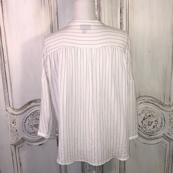 Mossimo Mid Sleeve Stripes Drop Shoulder Button Down Blouse Size Medium - Picture 7 of 7